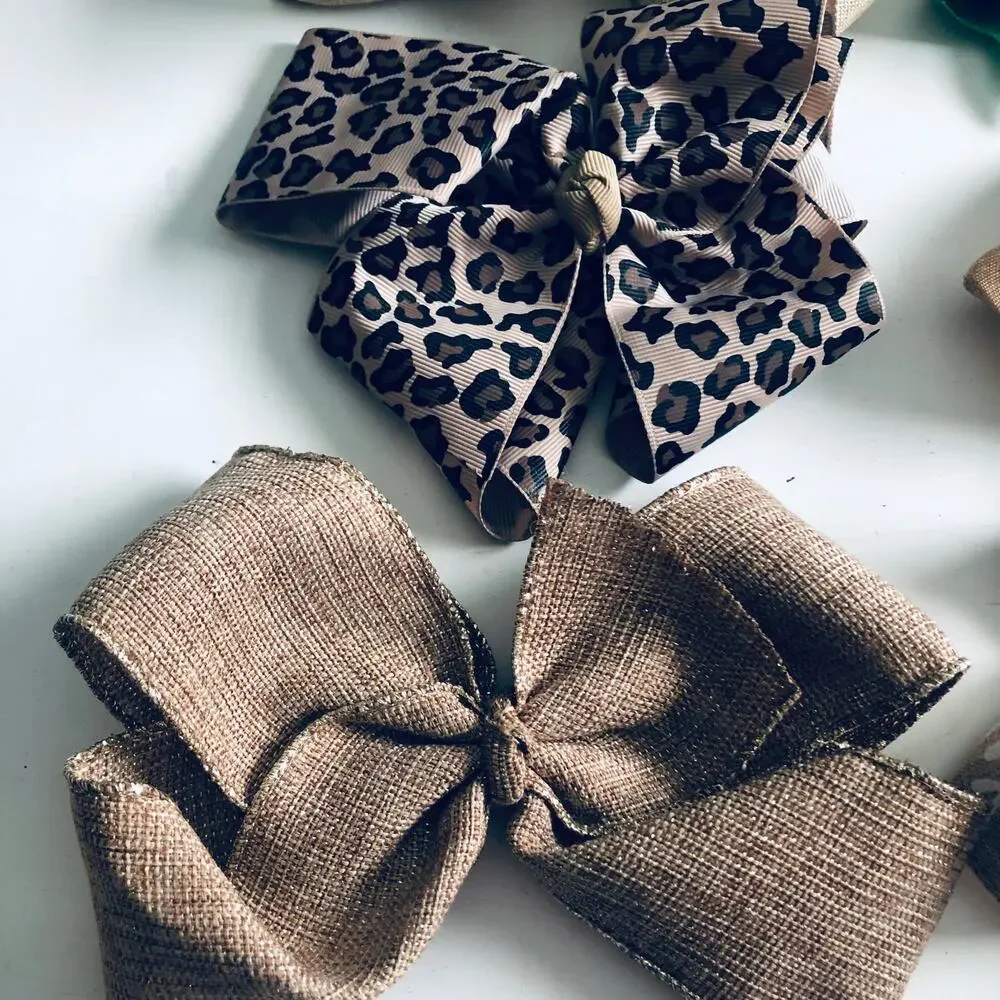Set of 6 Baby Girl's Hair Bows Coffee Christmas Leopard Gold Southern Boutique